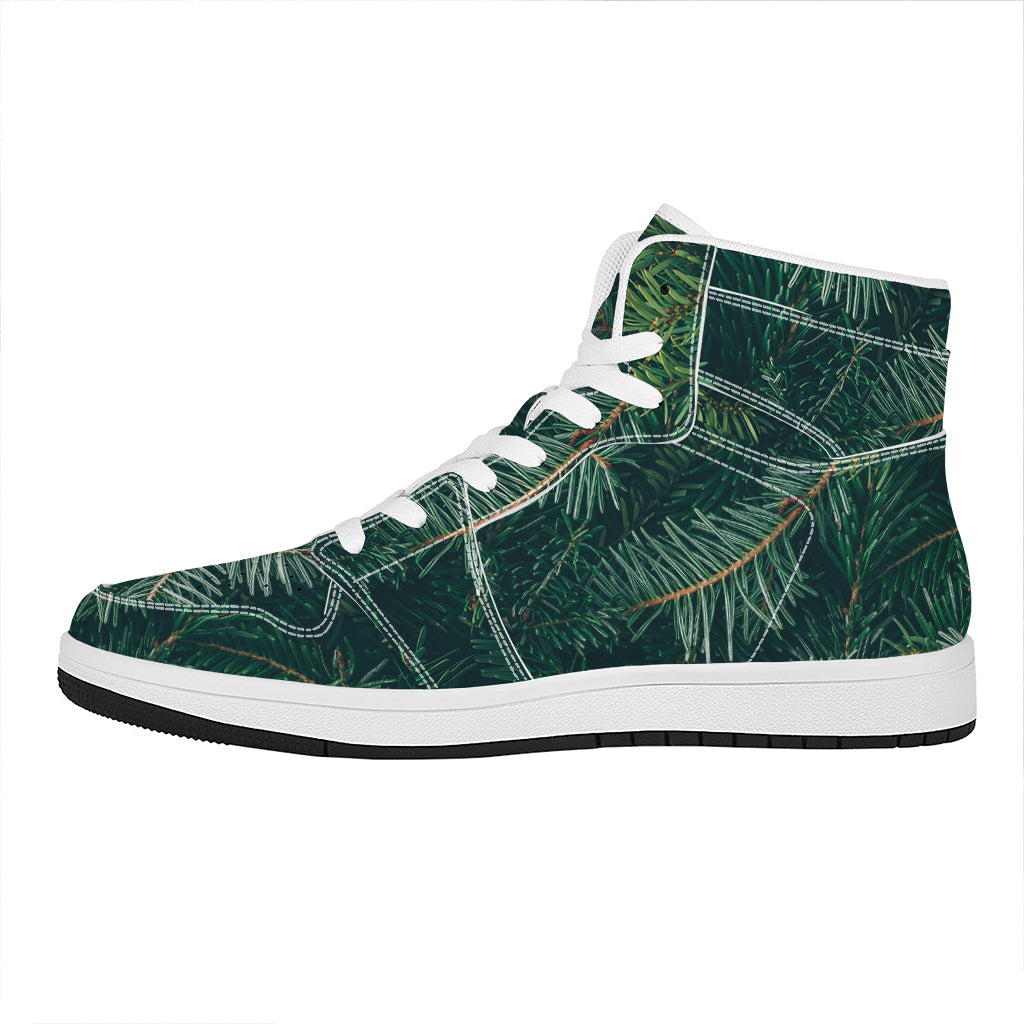 Christmas Tree Print High Top Leather Sneakers