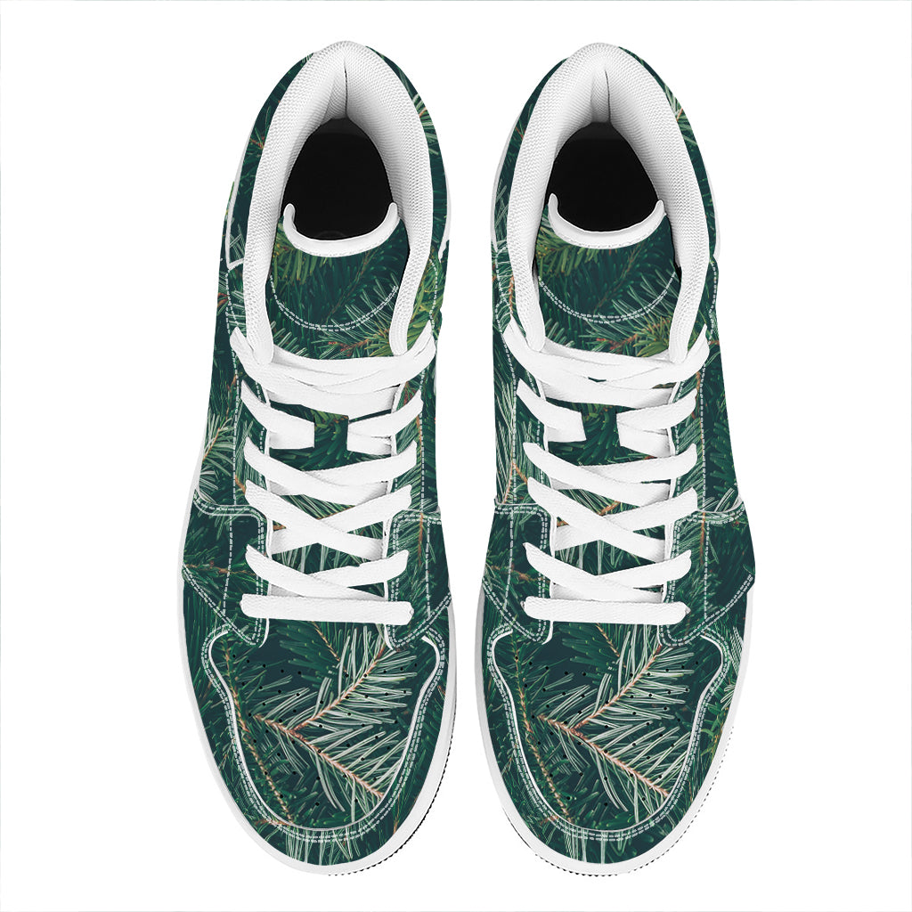 Christmas Tree Print High Top Leather Sneakers