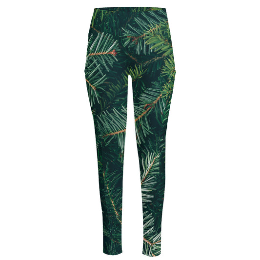 Christmas Tree Print High-Waisted Pocket Leggings