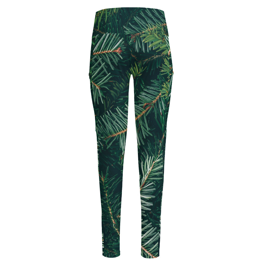 Christmas Tree Print High-Waisted Pocket Leggings