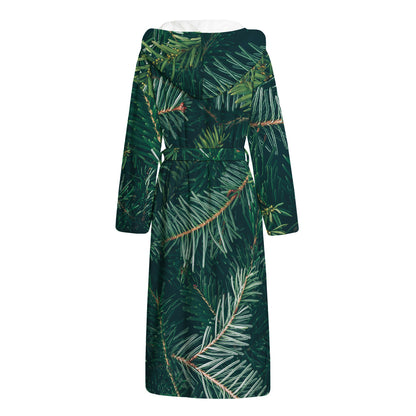 Christmas Tree Print Hooded Bathrobe