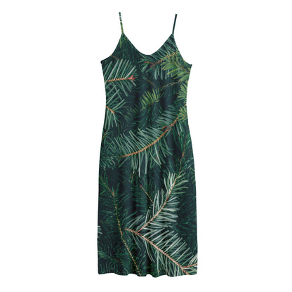 Christmas Tree Print Jersey Midi Cami Dress