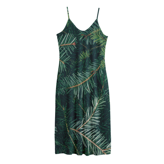 Christmas Tree Print Jersey Midi Cami Dress