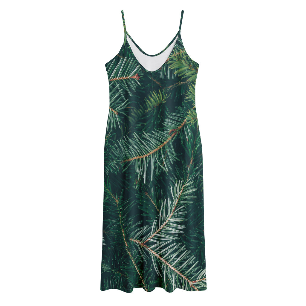 Christmas Tree Print Jersey Midi Cami Dress