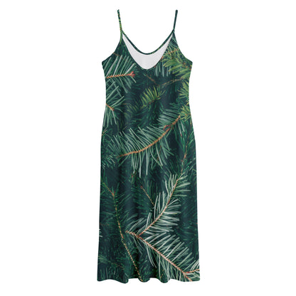 Christmas Tree Print Jersey Midi Cami Dress