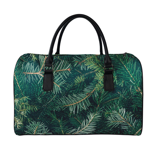 Christmas Tree Print Leather Duffle Bag