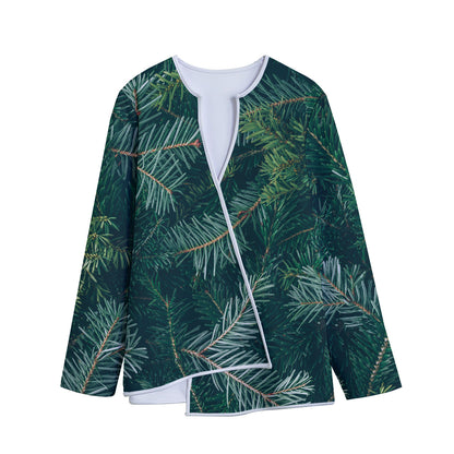 Christmas Tree Print Long Sleeve Short Coat