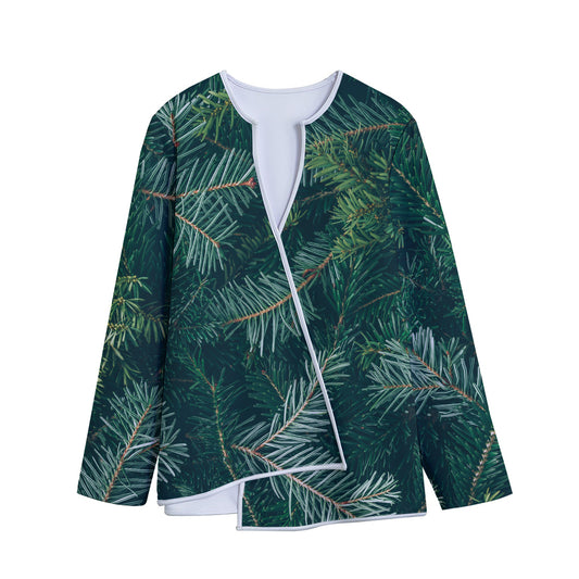 Christmas Tree Print Long Sleeve Short Coat