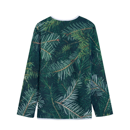Christmas Tree Print Long Sleeve Short Coat