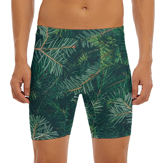 Christmas Tree Print Men's Long Boxer Briefs