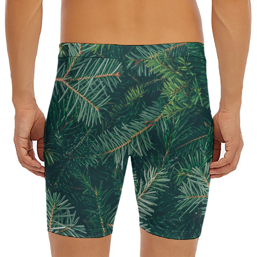 Christmas Tree Print Men's Long Boxer Briefs