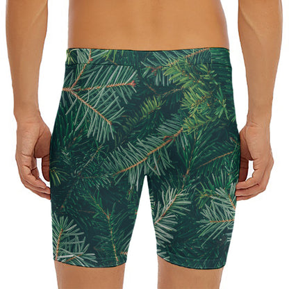 Christmas Tree Print Men's Long Boxer Briefs