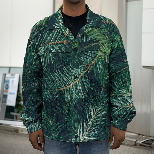 Christmas Tree Print Men's Shirt Jacket