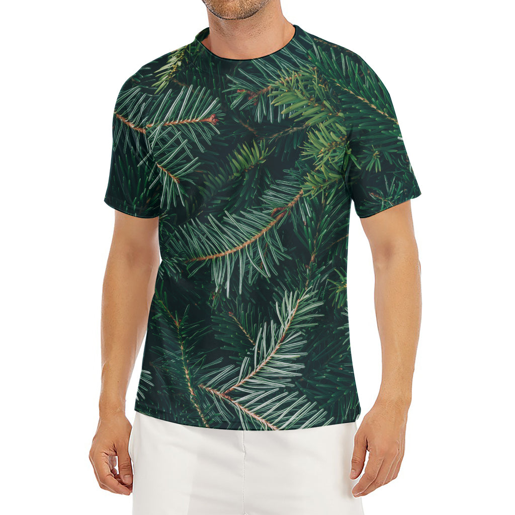 Christmas Tree Print Men's Short Sleeve Rash Guard