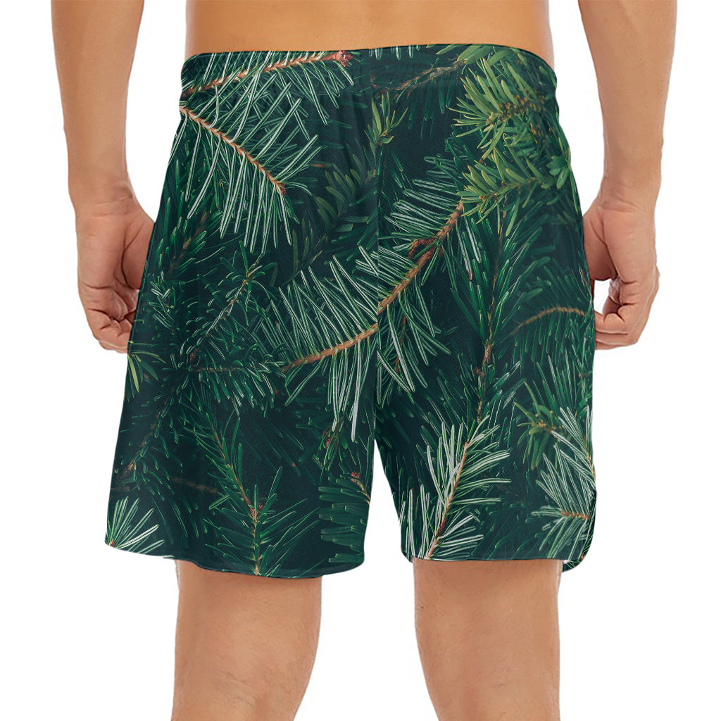 Christmas Tree Print Men's Split Running Shorts