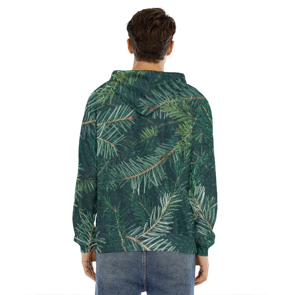Christmas Tree Print Men's Velvet Pullover Hoodie