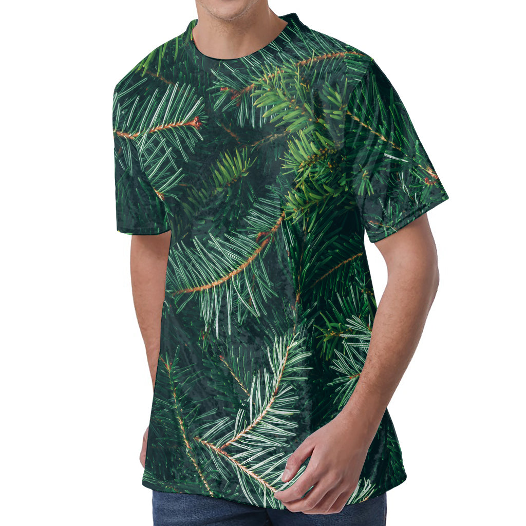 Christmas Tree Print Men's Velvet T-Shirt