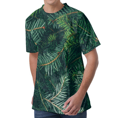 Christmas Tree Print Men's Velvet T-Shirt