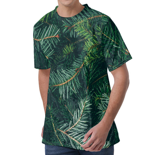 Christmas Tree Print Men's Velvet T-Shirt