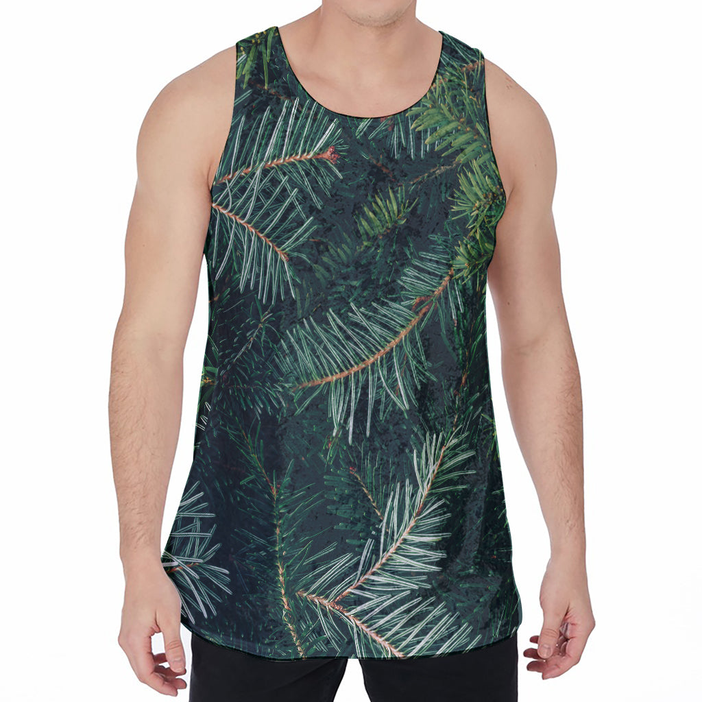 Christmas Tree Print Men's Velvet Tank Top