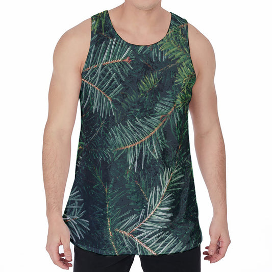 Christmas Tree Print Men's Velvet Tank Top