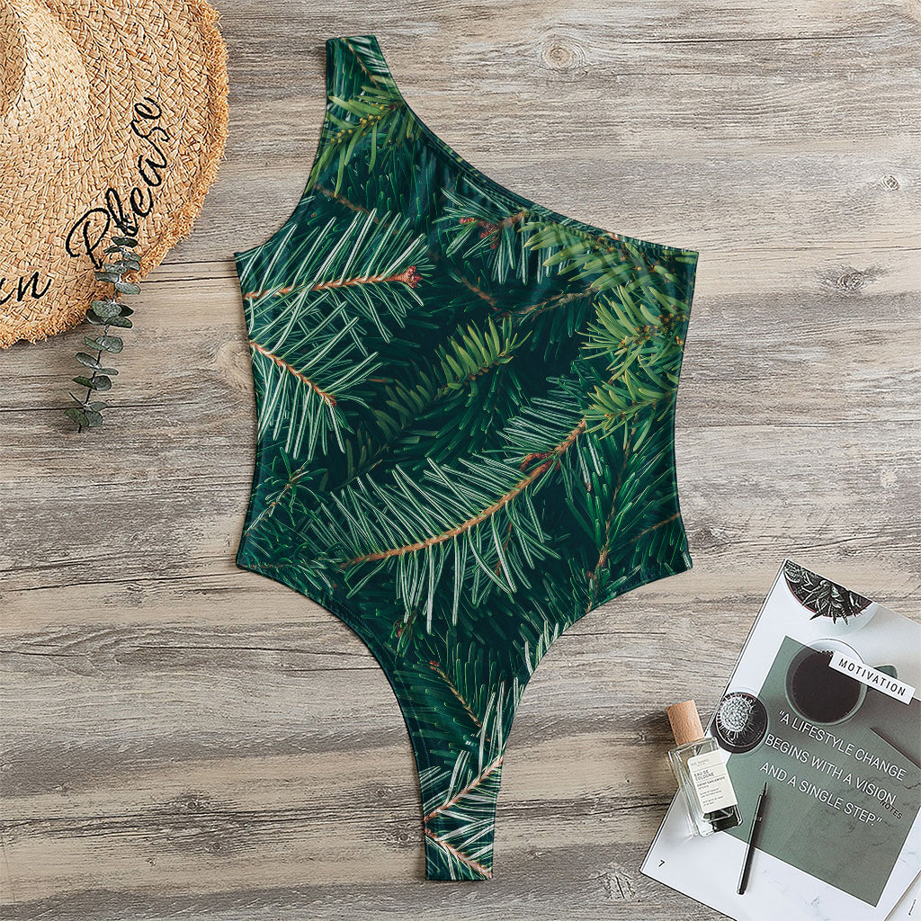 Christmas Tree Print One Shoulder Bodysuit