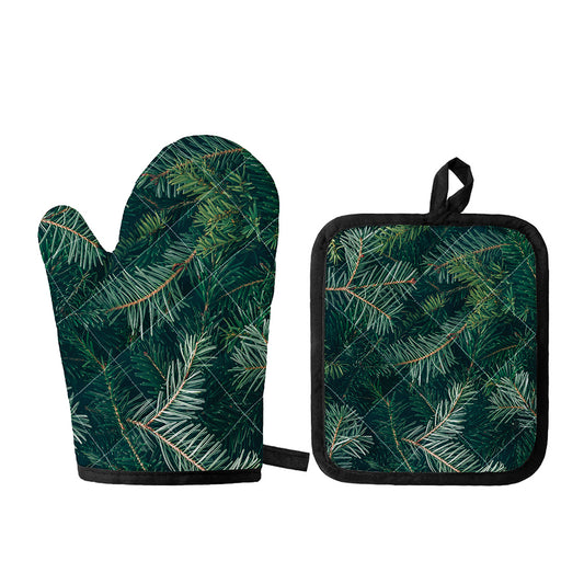 Christmas Tree Print Oven Mitt And Pot Holder Set