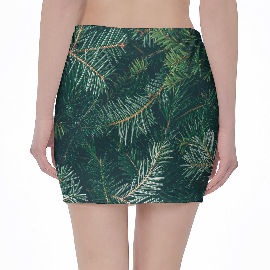 Christmas Tree Print Pencil Mini Skirt