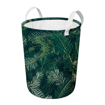Christmas Tree Print Round Laundry Basket
