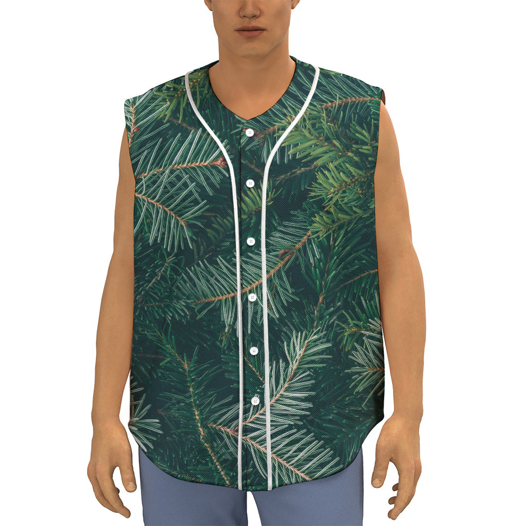 Christmas Tree Print Sleeveless Baseball Jersey