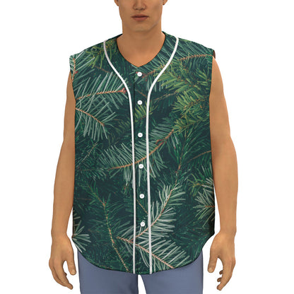 Christmas Tree Print Sleeveless Baseball Jersey