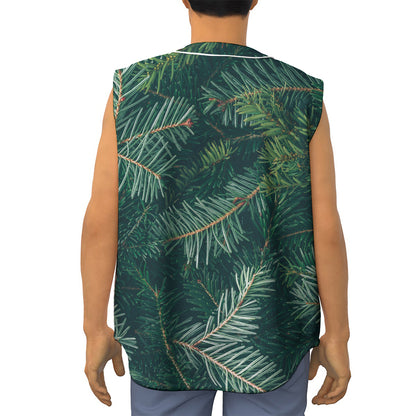 Christmas Tree Print Sleeveless Baseball Jersey