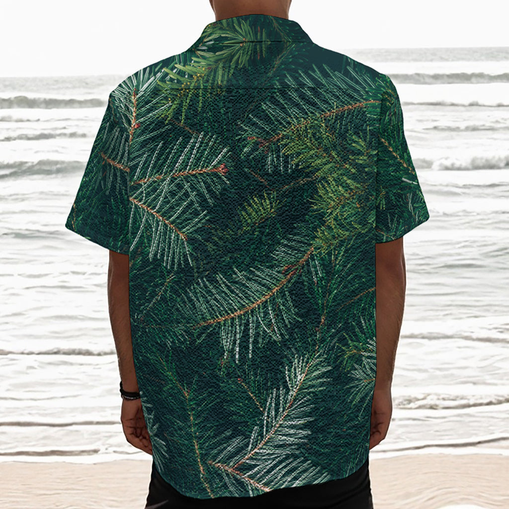 Christmas Tree Print Textured Short Sleeve Shirt