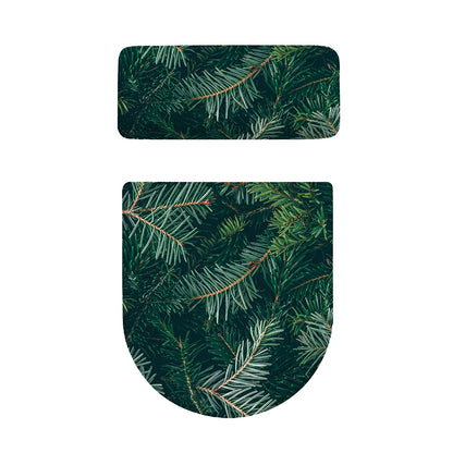 Christmas Tree Print Toilet Lid And Tank Cover Set