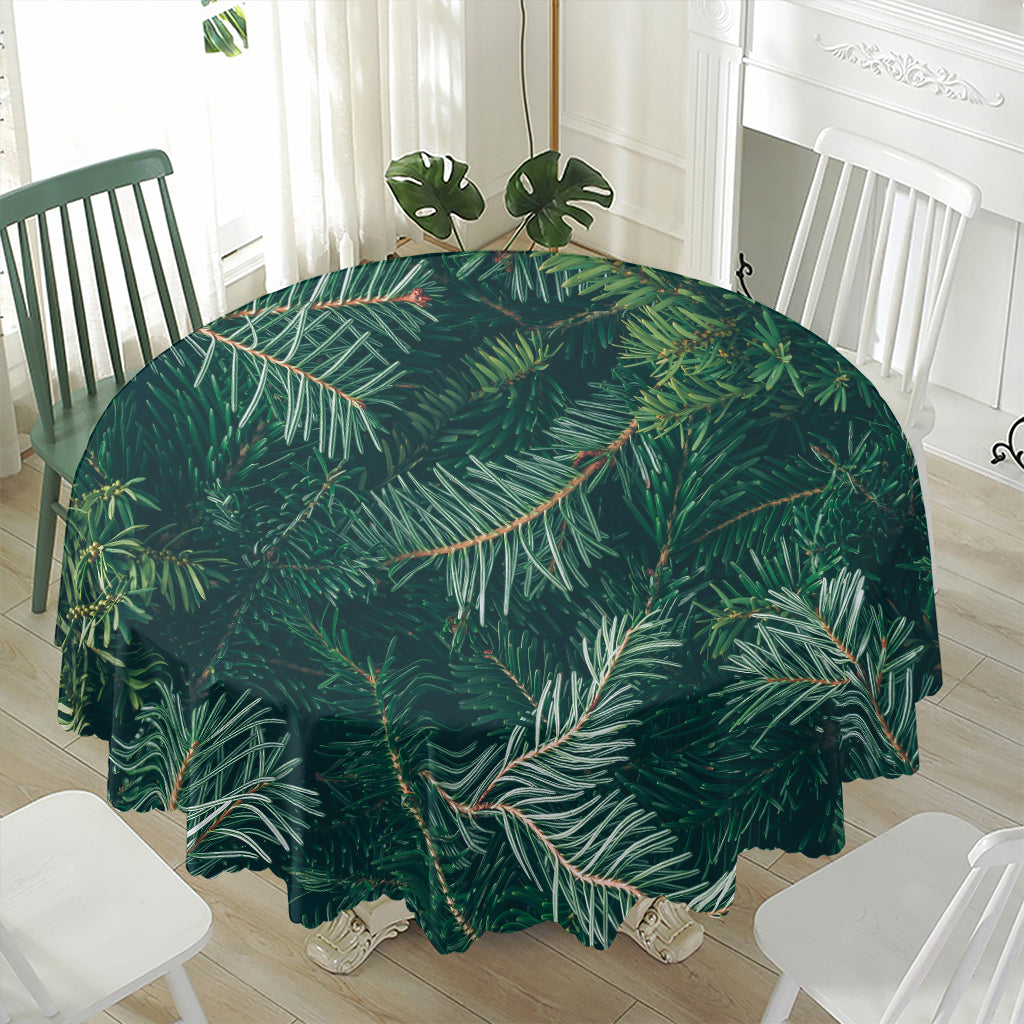 Christmas Tree Print Waterproof Round Tablecloth