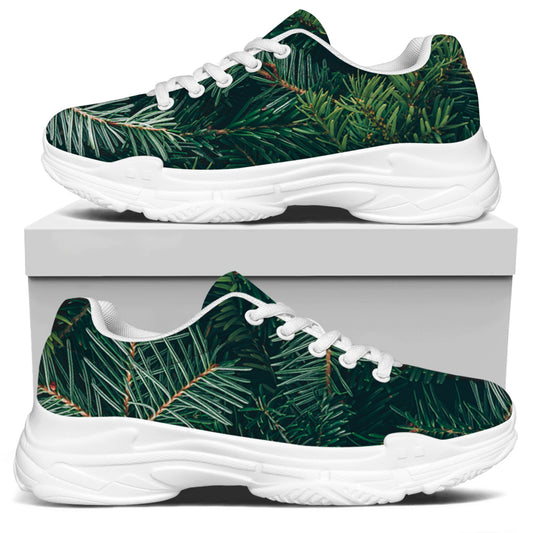 Christmas Tree Print White Chunky Shoes