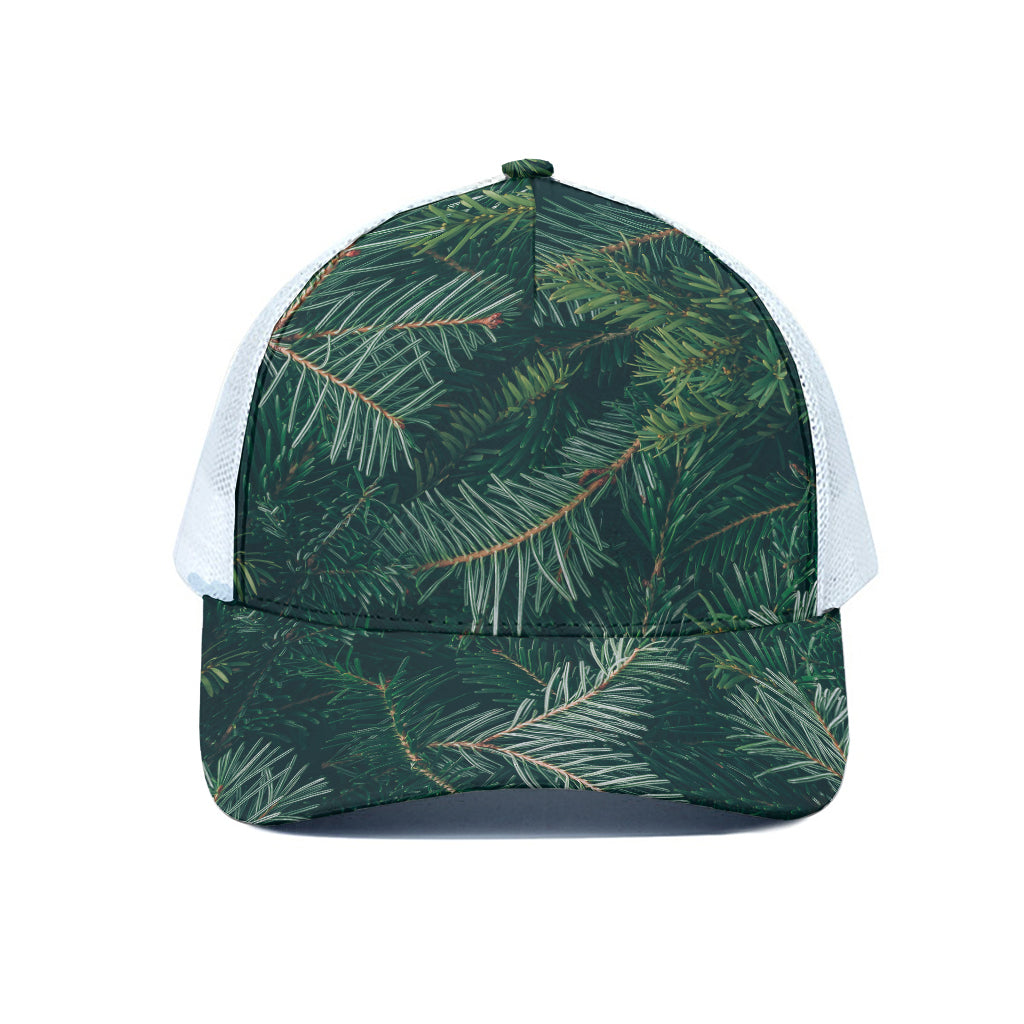 Christmas Tree Print White Mesh Trucker Cap