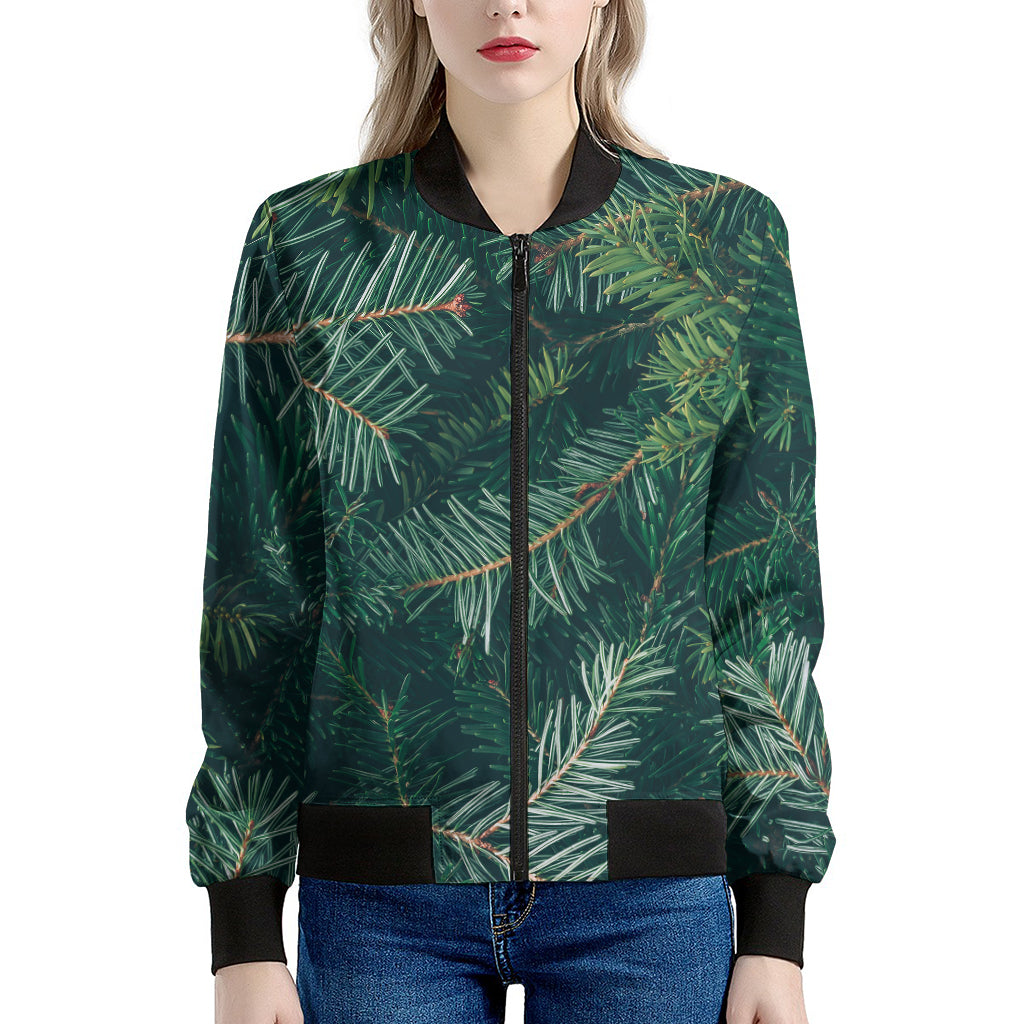 Christmas Tree Print Women's Bomber Jacket