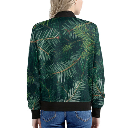 Christmas Tree Print Women's Bomber Jacket
