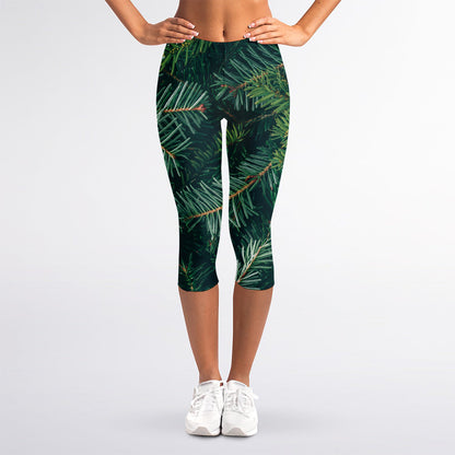 Christmas Tree Print Women's Capri Leggings