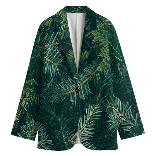 Christmas Tree Print Women's Cotton Blazer