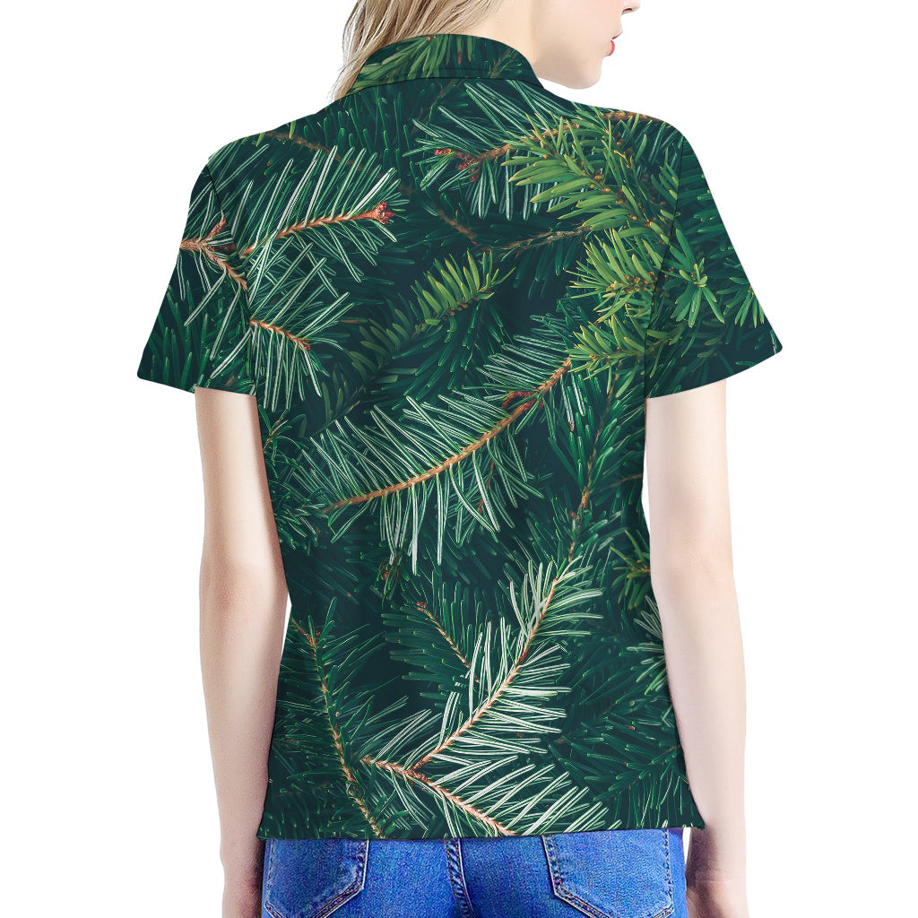 Christmas Tree Print Women's Polo Shirt