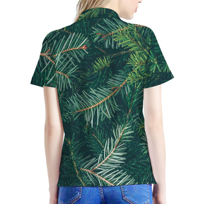 Christmas Tree Print Women's Polo Shirt