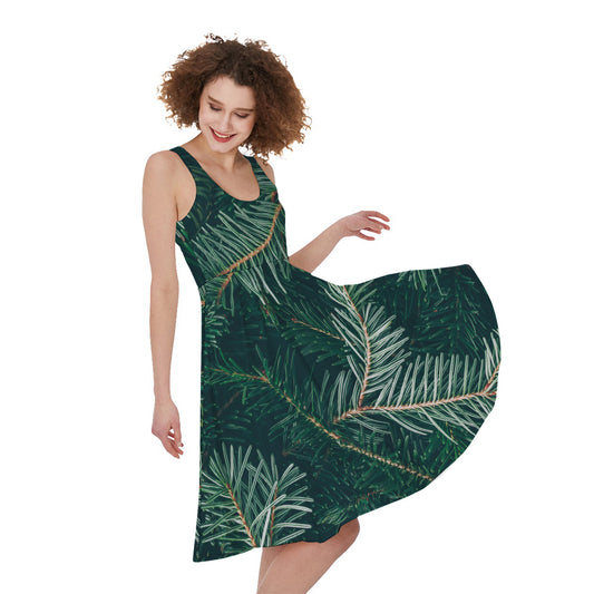 Christmas Tree Print Women's Sleeveless Dress