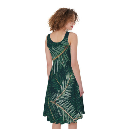 Christmas Tree Print Women's Sleeveless Dress