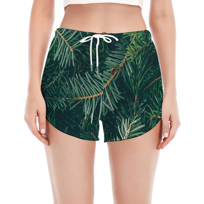 Christmas Tree Print Women's Split Running Shorts