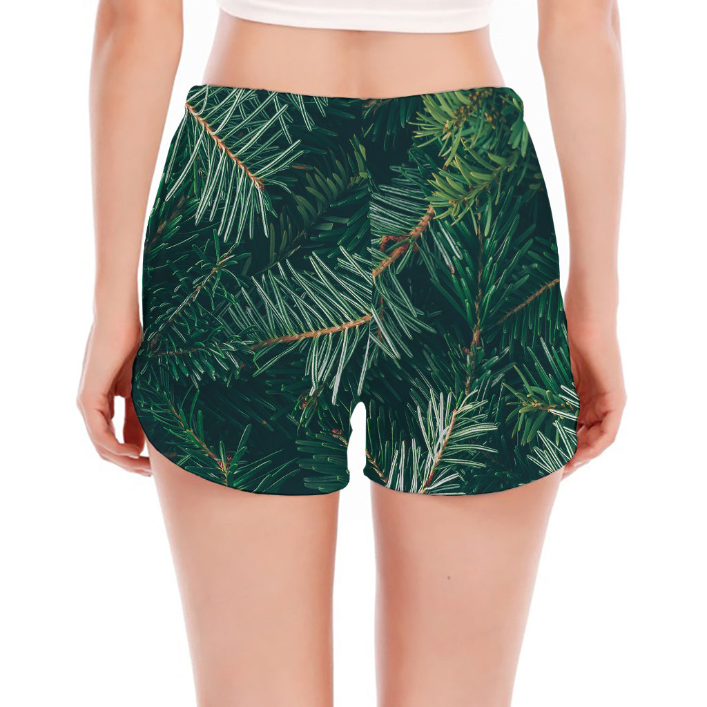 Christmas Tree Print Women's Split Running Shorts