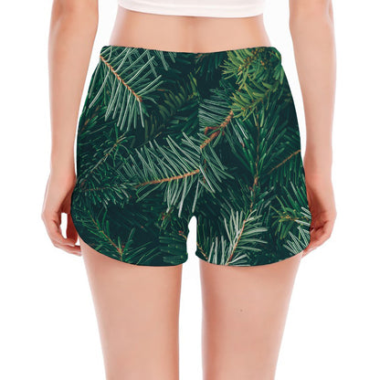 Christmas Tree Print Women's Split Running Shorts