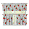 Christmas Winter Holiday Pattern Print 3 Piece Kitchen Curtains