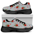 Christmas Winter Holiday Pattern Print Black Chunky Shoes